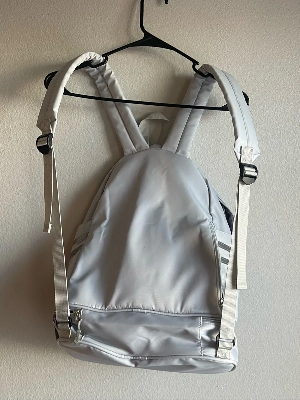 Grey gym bag w/ shoe department and cooler pocket